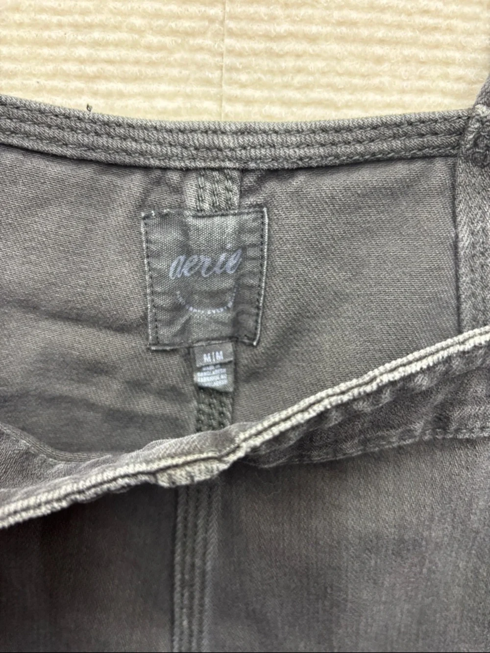 Aerie | Black Denim Short Overalls Romper medium
